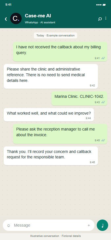 Case-me · Clinics · Illustrative proposed workflow · Fictional data