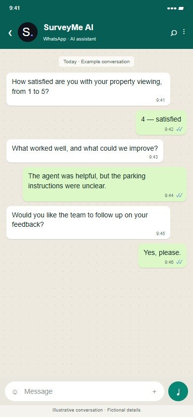 SurveyMe · Property · Illustrative proposed workflow · Fictional data
