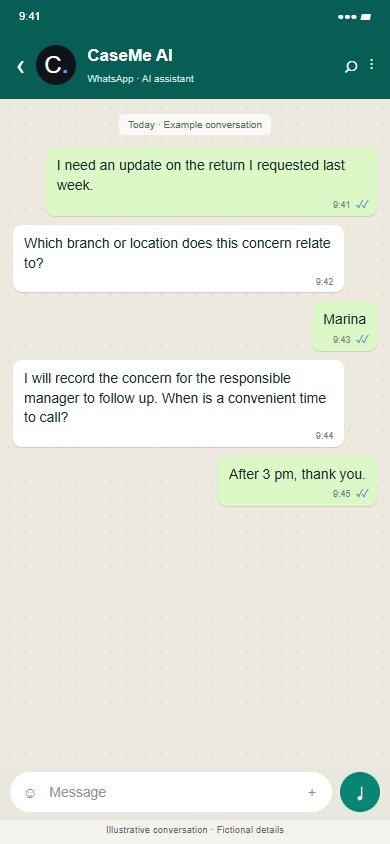 CaseMe · Retail Chains · Illustrative proposed workflow · Fictional data